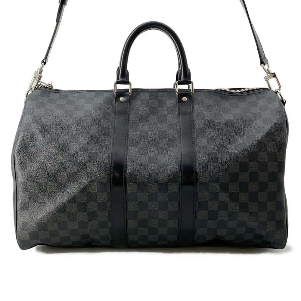 Louis Vuitton Boston Bag Damier Graphite Black Keepall Bandouliere Travel Black